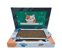 Sharplace Laptop Scratcher Cat Toy 3 in 1 Cat Scratching Board Corrugated Cardboard Cat Scratcher Bed with Interactive Plush Mouse and Bell Cat Scratching Computer for Indoor Cats Kitten