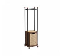 Sharplace Laundry Basket Stand Rolling Hamper Cart Organizer With Wheels Retro Theme Storage Compact Body And Smooth Movement, Caramel Brown, C-Type Laundry Hamper With Hat Rack