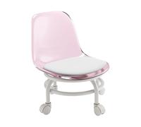 Sharplace Low Rolling Stool, Swivel Chair Stool and Backrest PU Leather Sponge Padded Low Roller Seat Stool for Home Cleaning, Fitness, Laundry, Pink