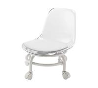 Sharplace Low Rolling Stool, Swivel Chair Stool and Backrest PU Leather Sponge Padded Low Roller Seat Stool for Home Cleaning, Fitness, Laundry, Clear