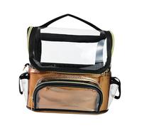 Sharplace Makeup Brush Case Cosmetic Bag,Makeup Artist Brush Holder with Divider with Handle Clear Portable Large Capacity Professional, Yellow