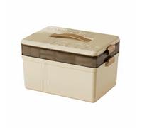 Sharplace Medicine Storage Organizer Box Cabinet Bin Case with Removable Layers Easy Sorting Portable Latch for Daily Essentials Suitable for Counter Bedside, Cream White, Double Layer