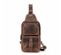 Sharplace Men Crossbody Pouch Leather Chest Bag Bag Shoulder Bag With Compact Vertical Pocket Suitable for commuting travel outdoor use casual wear, Brown, Dark Crazy Horse Brown