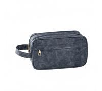 Sharplace Men Toiletry Pouch Travel Organizer Wash Bag Shaving Kit with Waterproof Pu Leather Spacious Compartments Wide Opening and Side Handle Suitable for, Blue, Double Layer