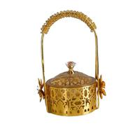 Sharplace Metal Ramadan Tray with Lid and Handle Snacks Container Multipurpose for Counter Top, Dresser Decorative Ramadan Decoration, Style C