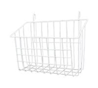 Sharplace Metal Wire Hanging Storage Basket Grid Basket with Hooks Multipurpose Modern Cosmetic Storage Organizer for Kitchen Dormitory, White23.5cmx9cmx18cm