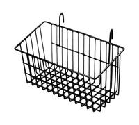 Sharplace Metal Wire Hanging Storage Basket Grid Basket with Hooks Multipurpose Modern Cosmetic Storage Organizer for Kitchen Dormitory, Black 21x9.3x11.3cm