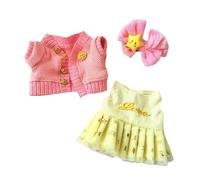 Sharplace Mini 15cm Doll Clothes Dress Accessories with Hair Accessory Costume Lovely Cute Clothing for 15cm and 17cm Dolls, 3pcs Pink