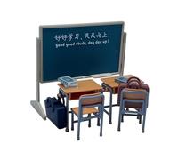 Sharplace Miniature Blackboard Table and Chair Model Decor 1/12 Scale Collectibles Accessory Scene Simulation Miniature Study Room Set