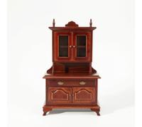 Sharplace Miniature Dining Cabinet With Decorative Trim And Two Door Front For 1 12 Scale Dollhouse Solid Wood Brass Glass Build Suitable For Collector Diorama And Dining Scene
