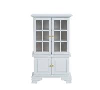 Sharplace Miniature Display Cabinet 1 12 Scale Freestanding Cupboard With Glass Upper Doors Solid Lower Doors White Painted Finish Suitable For Tiny Interior Scenes