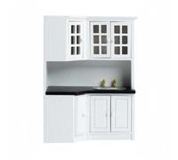 Sharplace Miniature Dollhouse Kitchen Sink Cabinet Furniture 1/12 Scale Cupboard With Operable Doors And Faucet Pair Birch Plywood Structure suitable for, White