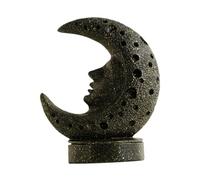 Sharplace Moon Incense Burner Ornament Sturdy Mediation Decorative Incense Holder Resin for SPA Desk Office Housewarming, Black