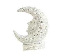 Sharplace Moon Incense Burner Ornament Sturdy Mediation Decorative Incense Holder Resin for SPA Desk Office Housewarming, White