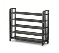 Sharplace Multi Layer Shoe Rack Five Tier Shoe Stand Shoe Shelf Shoe Organizer With Narrow Footprint And Tall Profile For Small Suitable for entryway apartment dorm room, Black, 100cm 5-Layer
