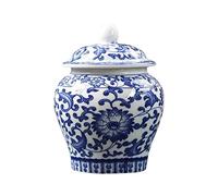 Sharplace Oriental Blue and White Porcelain Ginger Jar Tea Storage Jar with Lid Centerpiece Elegant Delicate Living Room Decor Fine Workmanship