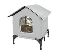 Sharplace Outdoor Cat House Pet House Elevated Windproof Insulated Warm Feral Cat Shelter Shelter for Winter Outside Porch Patio, M Grey