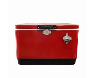 Sharplace Outdoor Insulated Ice Chest Box Container Chiller With Carry Handle And Metal Latch For Camping Picnics Car Trips Suitable for family outings tailgating, Red