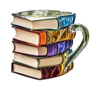 Sharplace Painted Book Mug Coffee Cup Home Decor Creative Coffee Mug Resin for Librarian Readers Writer Bibliophiles Literature Lovers, Style A
