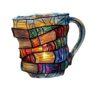 Sharplace Painted Book Mug Coffee Cup Home Decor Creative Coffee Mug Resin for Librarian Readers Writer Bibliophiles Literature Lovers, Style B