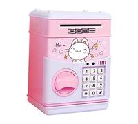 Sharplace Password Save Piggy Money Saving Box Birthday Gift, Pink Cat, 13.5x12.5x19.3cm