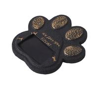 Sharplace Paw Shaped Headstone Dog Memorial Stone Cement Grave Marker 5.9x5.9x0.6inch Weather Resistant Accessories Cemetery Sign, Black