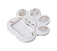 Sharplace Paw Shaped Headstone Dog Memorial Stone Cement Grave Marker 5.9x5.9x0.6inch Weather Resistant Accessories Cemetery Sign, White