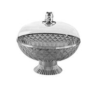 Sharplace Pedestal Bowl Fruit Bowl with Transparent Lid 8.2x10inch Serving Dish Drainage Design for Holiday Table Centerpiece Stylish, Grey