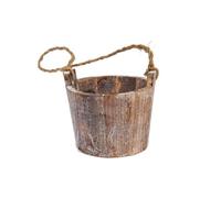 Sharplace Planter Round Wooden Bucket Planter Pot With Rope Handle Rustic Plant Container And Floral Holder For Small Arrangements suitable for garden