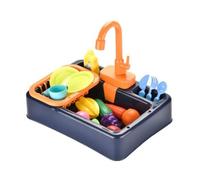 Sharplace Play Kitchen Sink with Dish Rack, Dark Blue