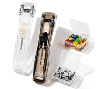 Sharplace Portable Binder Paper Fastener Clip Tool Push Clip Binder Sheet Binding Device Hole Binding and with Refill Clips Included Suitable for Home Office Classroom