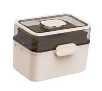 Sharplace Portable Medicine Box Sewing Supplies Container Lidded Clear Storage Container Family First Aid Box for Study Bathroom Travel, Beige