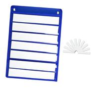 Sharplace Reading Pocket Chart 7 Rows with 10 Dry Eraser Cards Learning Tool Accessory for Alphabet Number Grammar Cards Words Teacher, Blue