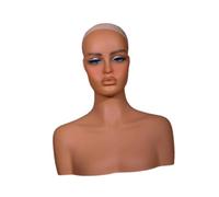 Sharplace Realistic Female Mannequin Head, Wig Showing Stand, PVC Model Female Mannequin Head with Shoulder for Wig