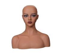 Sharplace Realistic Female Mannequin Head with Shoulder Professional Multifunctional Smooth Wig Head Stand Manikin for Scarf Displaying, Style D