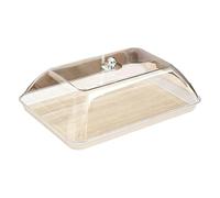 Sharplace Rectangular Cake Stand with Clear Lid, Multifunctional Cake Serving Tray, Cup Cakes Display Plate Large Serving Platter for Snack Fruit Organizer for Bread, Party, Kitchen, Café, S