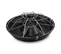 Sharplace Round Piglet Feeder with Galvanized Metal Wire Frame Guard for Young Pigs Sturdy Bowl with Anti-Rooting Livestock Feed Container for Barn Use, Black, 52cm 8-Hole Double Layer