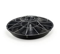 Sharplace Round Piglet Feeder with Galvanized Metal Wire Frame Guard for Young Pigs Sturdy Bowl with Anti-Rooting Livestock Feed Container for Barn Use, Black, 70cm 14-Hole Double Layer