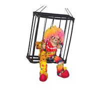 Sharplace Scary Talking Cage Prisoner Halloween Hanging Toy Photo Props Ornaments Hanging Specter Skeleton Toy for Home Entrance, Yellow