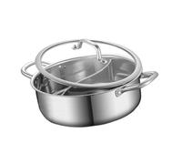 Sharplace Shabu Shabu Hot Pot with Divider Soup Cookware Two Flavor Induction Cooktop Portable Double Sided Pot Gas Stockpot for Party, 30cm