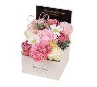 Sharplace Soap Flower Bouquet Rose and Carnation in Gift Box, Everlasting Flowers, Decorative Artificial Bath Soap for Mothers Day Valentine's Day and Birthdays, Her Girls' Lover, pink