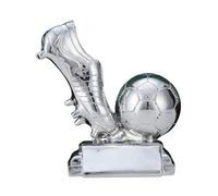 Sharplace Soccer Trophy Award Shoes Desktop Ornament Souvenir Statue Resin Trophy Football Boot for Home Decor Bookshelf Entrance Props, Silver Plating