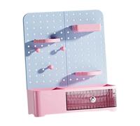 Sharplace Stationery Sundries Organizer, Pencil Pen Holder, Stationery Sorting Rack, Desktop Pegboard Storage Box Desk Organizer, Blue Pink