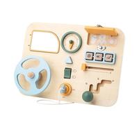Sharplace Steering Wheel Toy Pretend Play Wooden Motor Skills Portable Gifts Busy Board Toy for Toddlers Educational Toys for Preschool