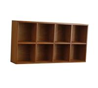 Sharplace Style Wooden Floating Display Wall Shelf - 8 Compartment Cubby Shelf for Cosmetic Storage, Coffee Mugs Cups, Knick Knacks, Rustic Brown Wall Mount Home Decoration Cabinet