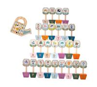 Sharplace Tabletop Match Game,Flower Wood Blocks Building Memory Recognition Development Spelling Word Game for Boys Girls 3+ Year Old