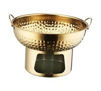 Sharplace Thai Tom Hot Pot 7inch Portable for Camping, Dorms Lightweight Versatile with Handles Hammered Texture, Golden
