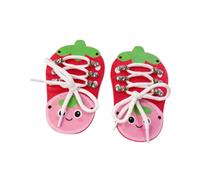 Sharplace Tie Lacing Toy Preschool Educational Tool Parent Child Interactive Learn to Tie Shoes Wooden Busy Board for Toddler Children, 1 Pair