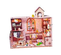 Sharplace Tiny House Diorama Building Kit 3D Wooden Puzzle Home Decor Display Ornaments Artwork Mini House Making Set for Kids Friends