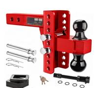 Sharplace Trailer Hitch Assembly Adjustable Tow Ball Mount Coupler With Lock And Key Alloy Construction With Tightening Bar Secure, Red, Red Trailer Arm With 2 Pins And 1 Lock Black Ball